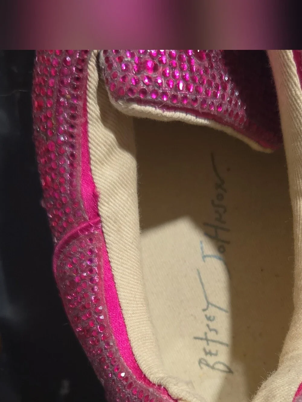Betsy Johnson Pink Rhinestone Platform Lace-Up Sneakers sz 7 Gently Used